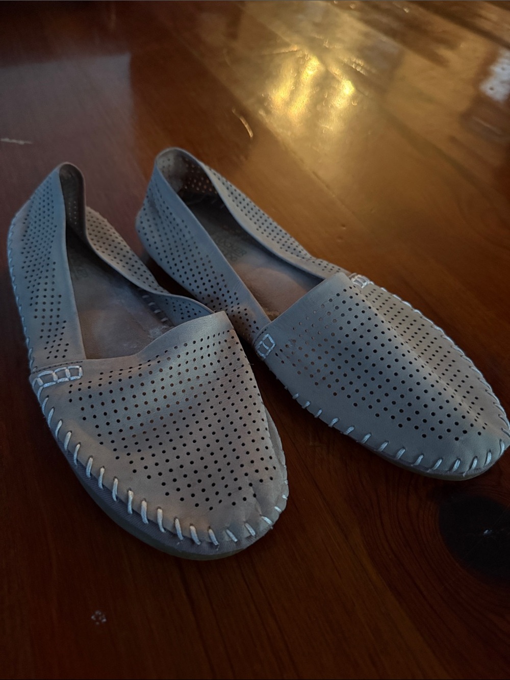 Adam Tucker Light Gray Perforated Slip-On Loafers